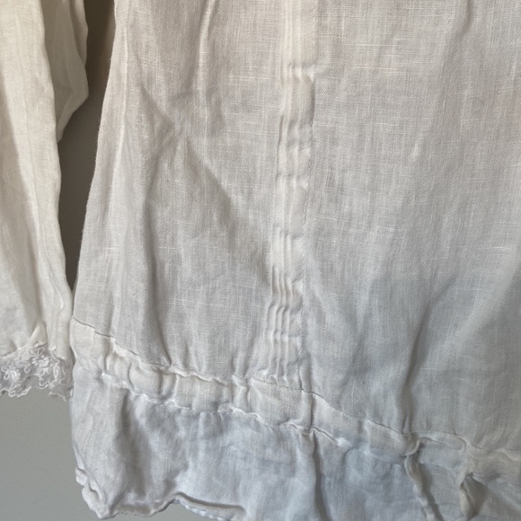 Zara Basic White Ruffles Size M, drawstring floral knit around neck and sleeves - Picture 15 of 16